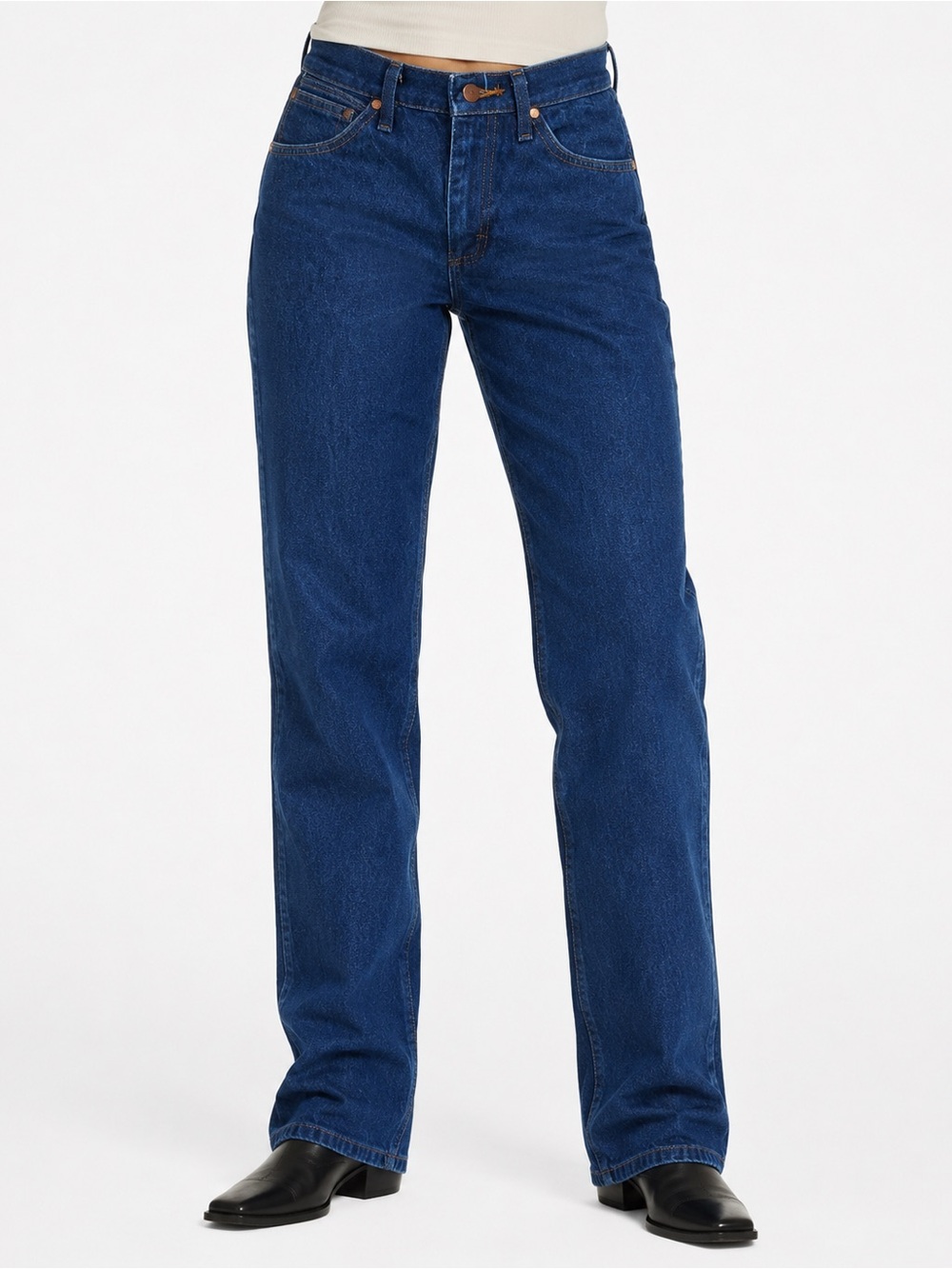 dark wash western straight leg wrangler jeans